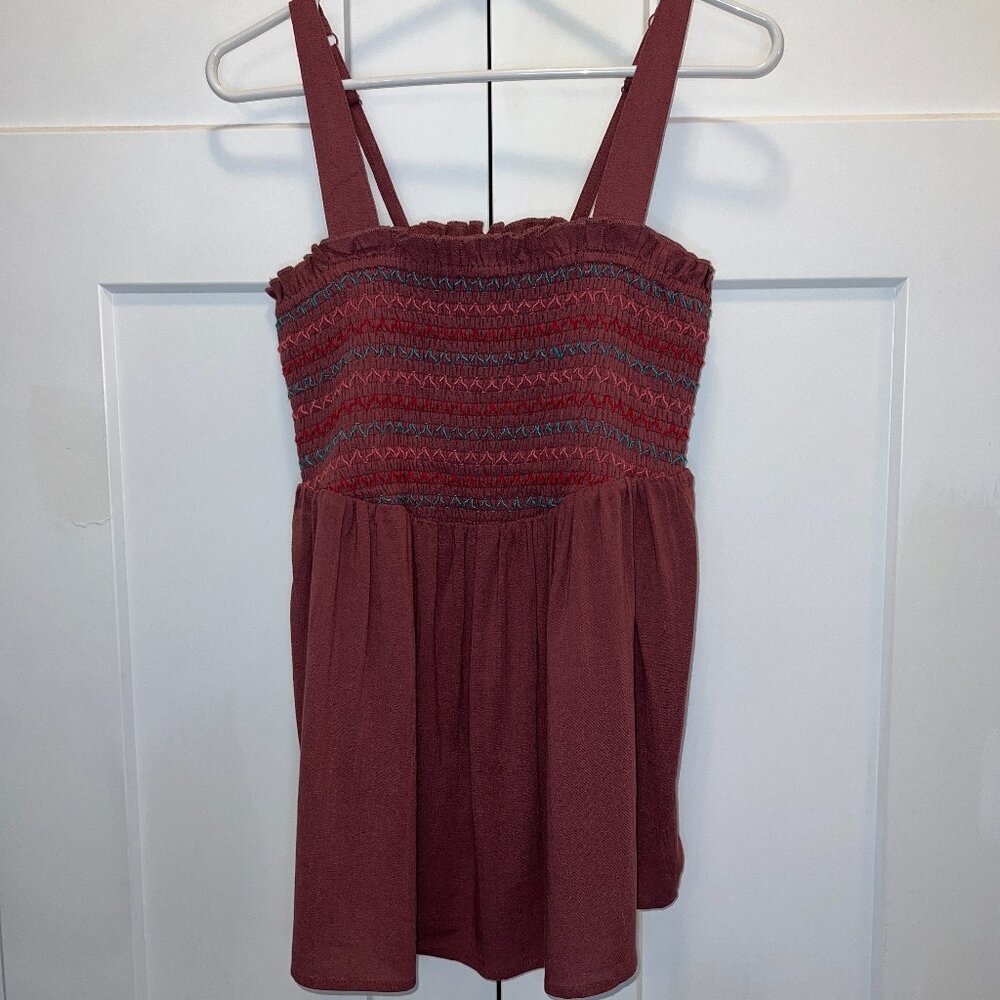 Women's Torrid Smocked Babydoll Tank Dusty Red Size 0 (L/12)